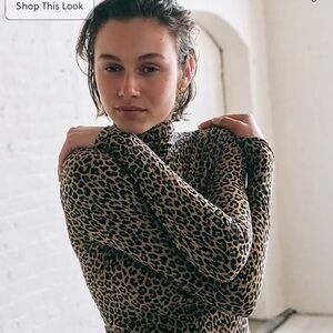 NWT J. Crew leopard print turtle neck. Still in shipping plastic.